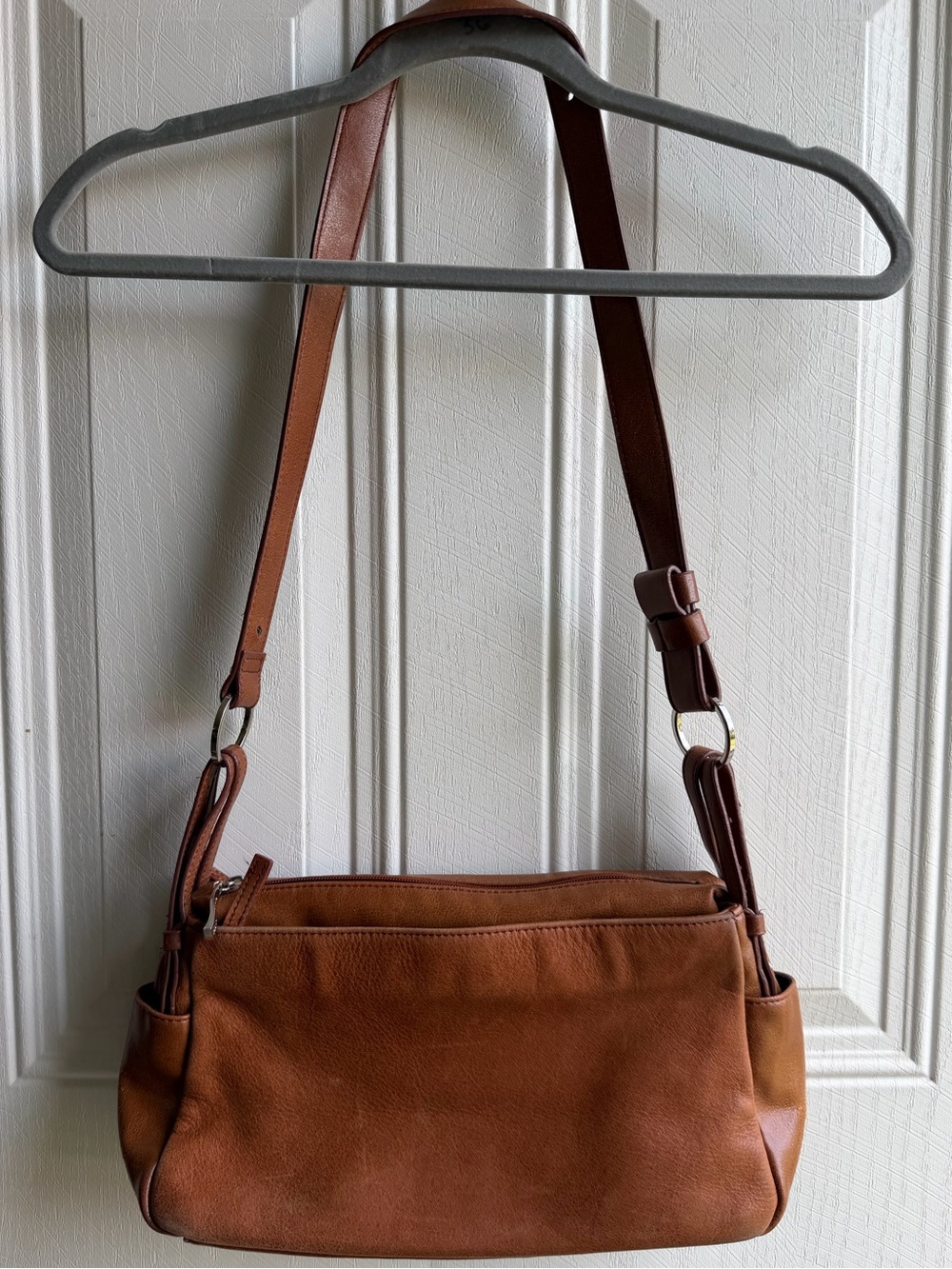 Madison Studio Genuine Leather Cognac Brown Y2K Crossbody Shoulder Bag